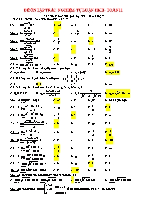 Đề ôn tập trắc nghiệm - Tự luận học kì II - Toán 11